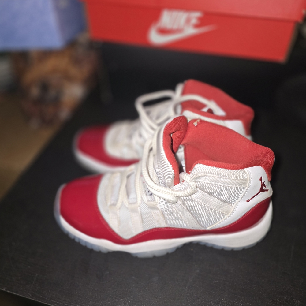 Nike Red and White High-Top Sneakers